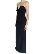 Magda Butrym Black Draped Wool-Blend Strapless Bustier Gown - FR 36 / US 4