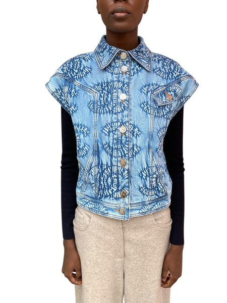 Chanel 24C Denim CC Logo Embroidered Vest - 38 / US 6