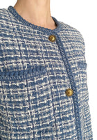 Moncler Blue Eliadi Quilted Tweed Down Jacket - 2 / M/ US 6