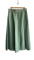 Gucci Green Logo Chain Linen Maxi Skirt - 42