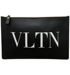 Valentino Black Leather VLTN Flat Pouch