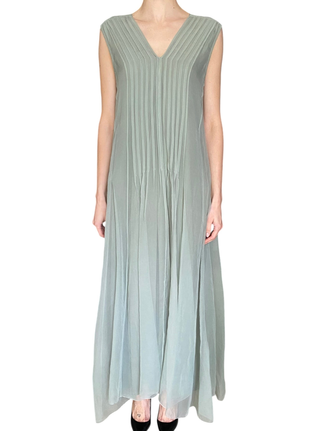 Brunello Cucinelli Sage Green Silk Organza Gown - S / US 4-6