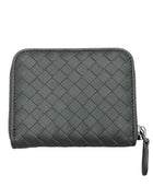 Bottega Veneta Grey Intrecciato Leather Zip Compact Wallet