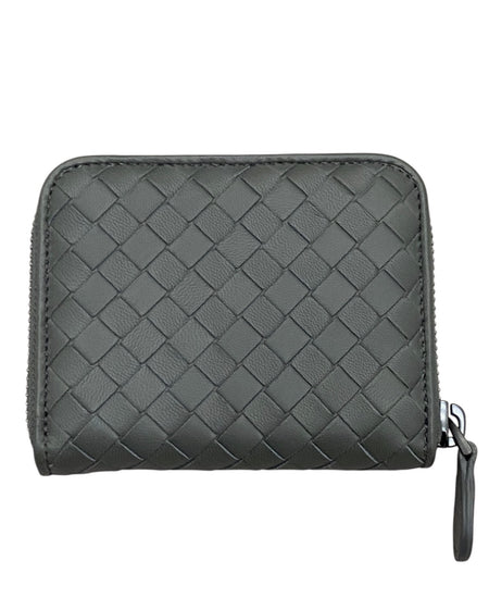 Bottega Veneta Grey Intrecciato Leather Zip Compact Wallet
