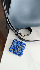 Loewe Blue Enamel Metal Large Anagram Brooch / Pin