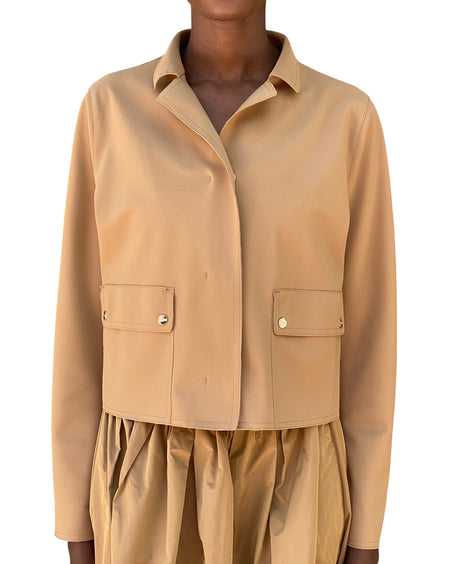 Herno Brown Camel Cropped Jacket - 44 / US 8