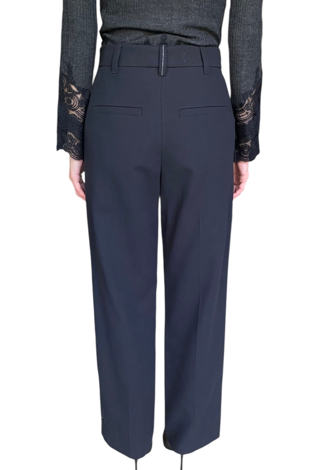 Brunello Cucinelli Navy Monili Cotton Trousers - IT 34 / US 2