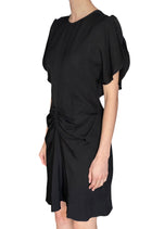 Victoria Beckham Black Gathered Flutter Sleeve Cocktail Dress - UK 12 / M / US 6-8