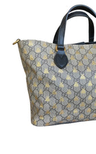 Gucci Gold Metallic Bee Beige GG Supreme Soft Coated Canvas Two Way Tote