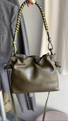 Loewe Olive Green Leather Mini Flamenco Bag