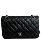 Chanel Black Lambskin Medium Double Flap SHW