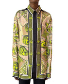 Versace Lime Green Le Maschere Baroque Logo Shirt - IT 54 / XL