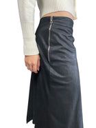 Balmain Black Goatskin Studded Wrap Skirt - FR 44 / US 12