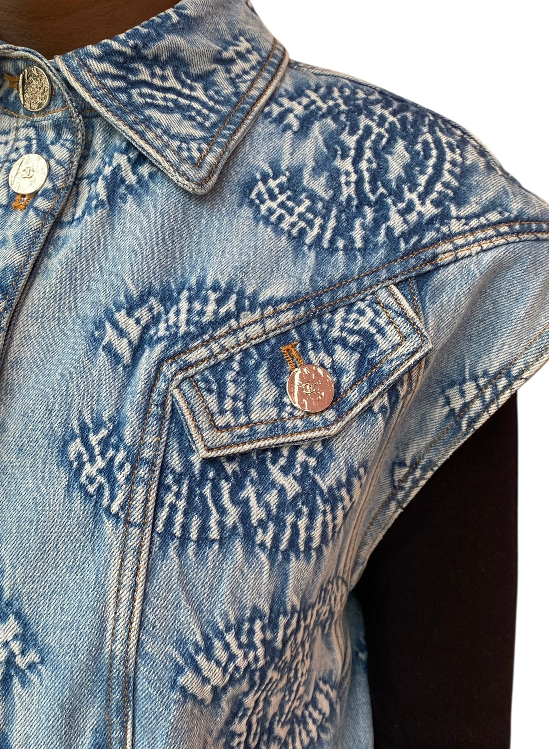 Chanel 24C Denim CC Logo Embroidered Vest - 38 / US 6