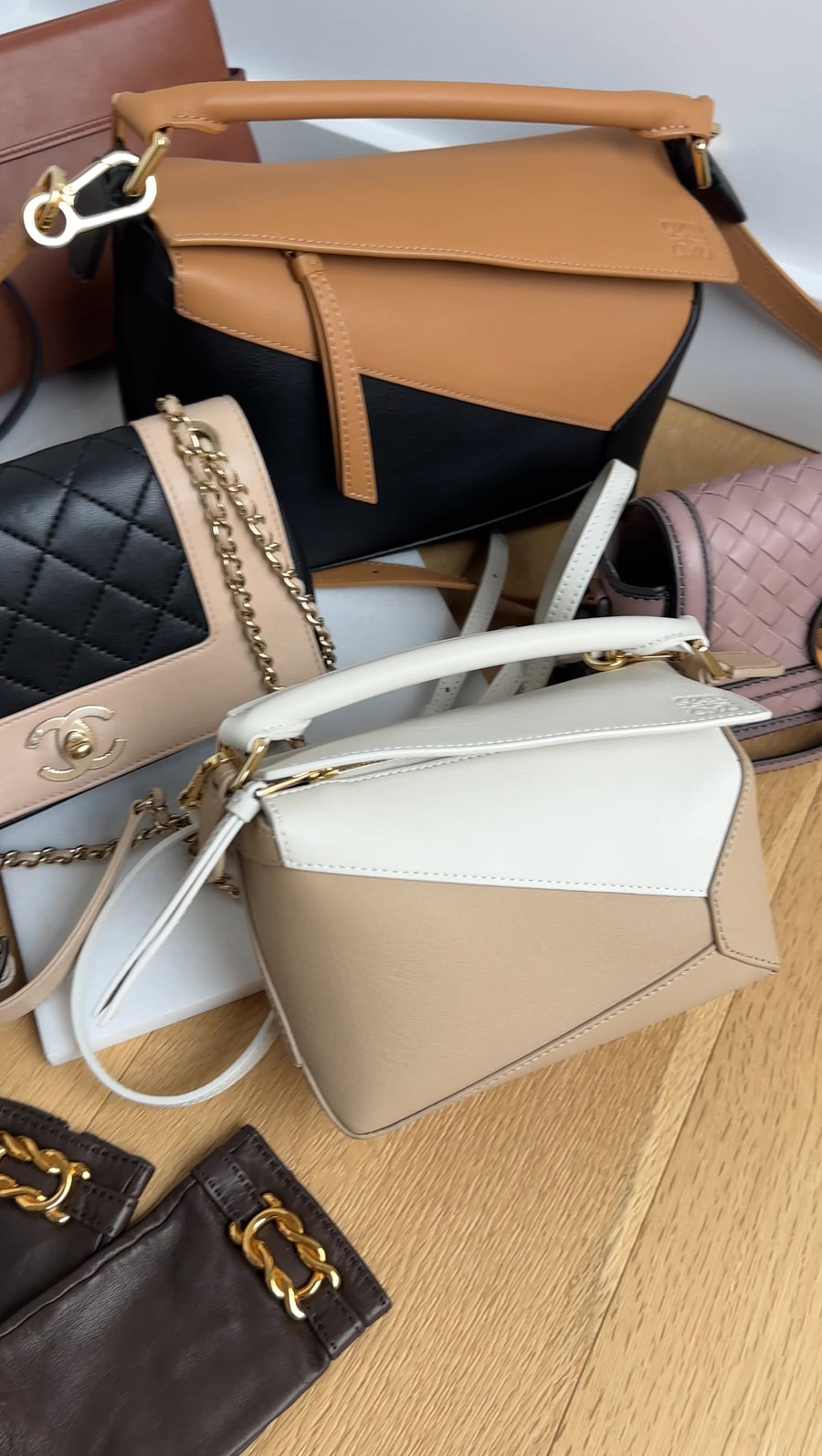 Loewe Black and Tan Leather Small Puzzle Edge Bag