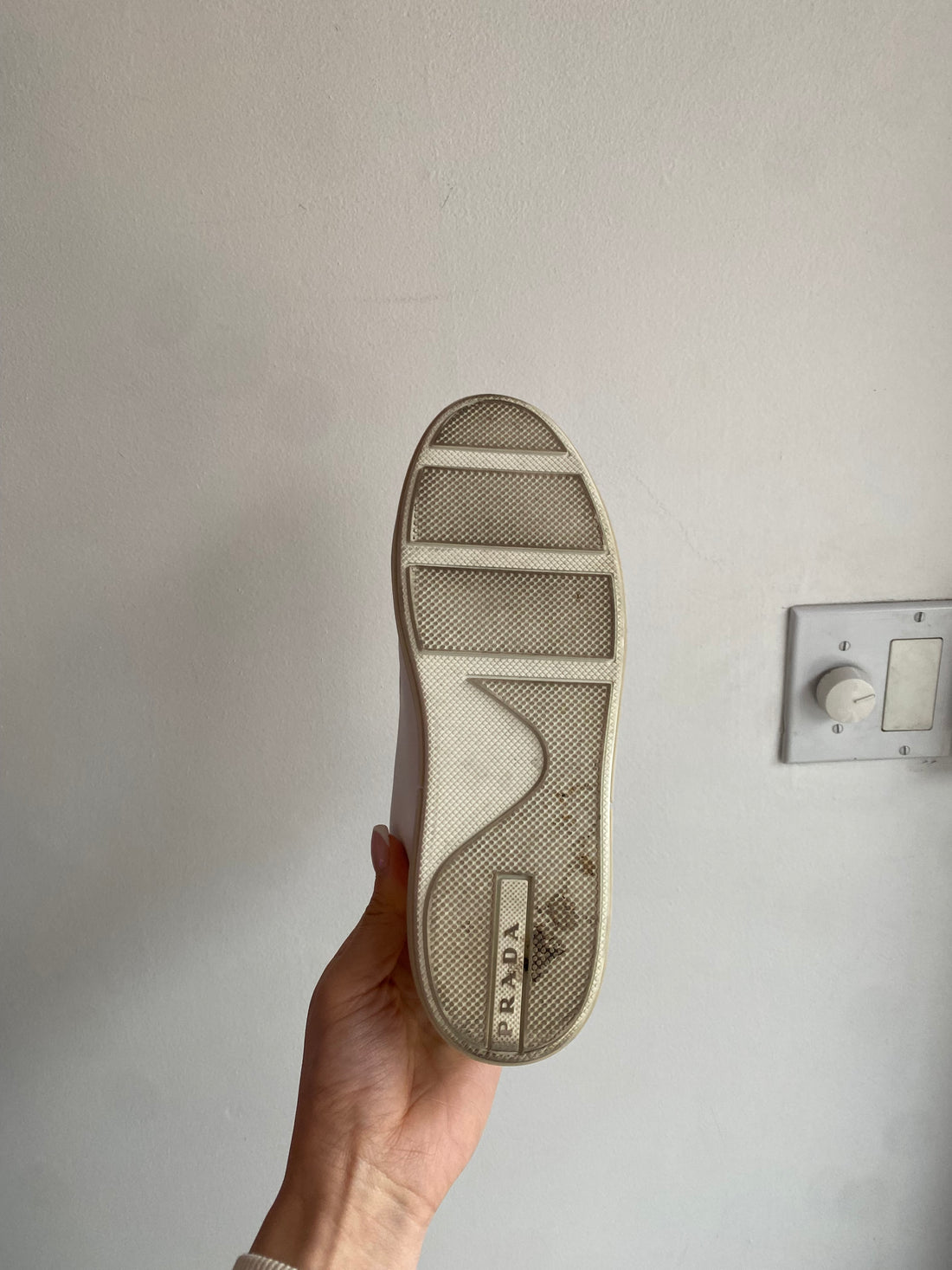 Prada White Logo Leather Sneakers