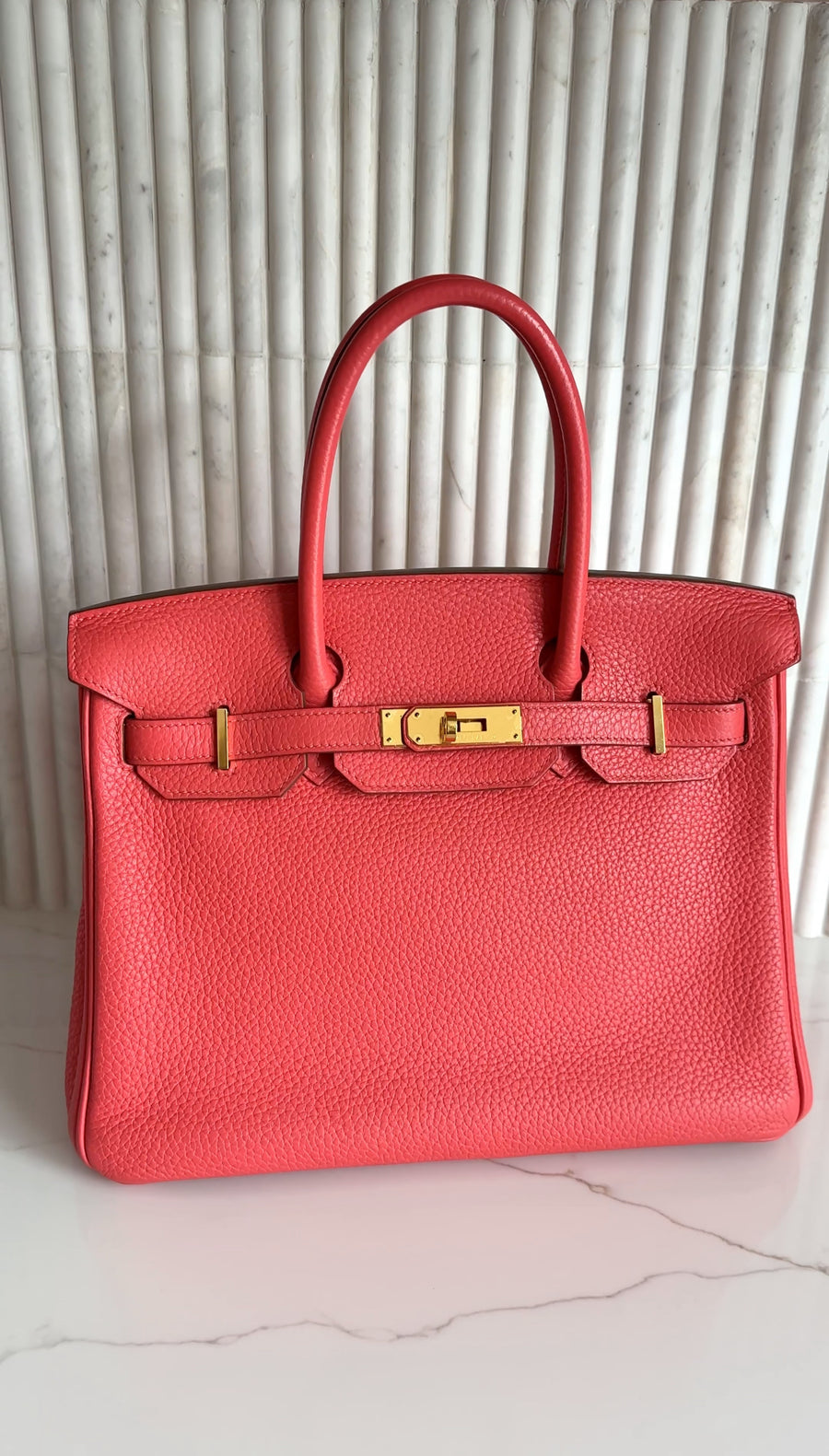 Hermes Birkin 30 Taurillon Clemence Leather Pink Rose Jaipur Bag GHW