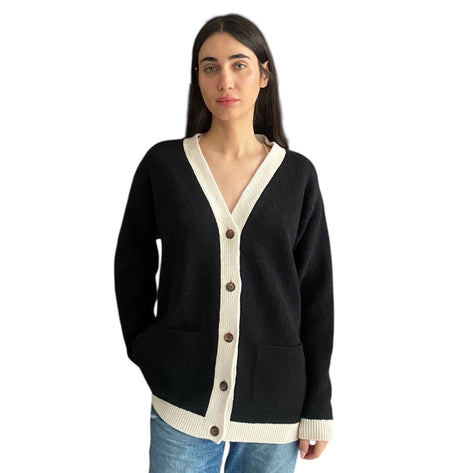 Rochas Two Tone Black & White Cardigan - M
