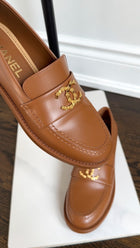 Chanel Caramel Brown 24C Smooth Leather CC Logo Loafers - 36.5 (37)