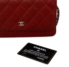 Chanel Dark Red Quilted Classic CC Wallet on Chain SHW