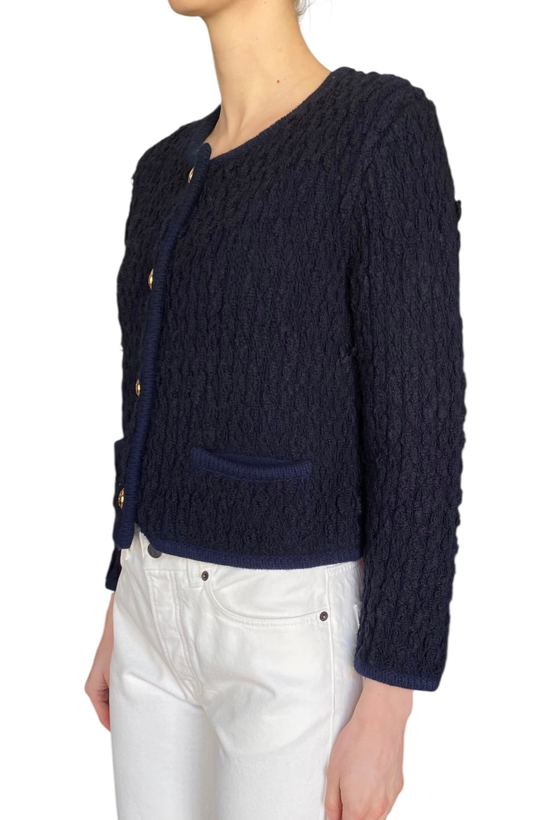 Nili Lotan Navy “Bridget” Wool Cardigan - S