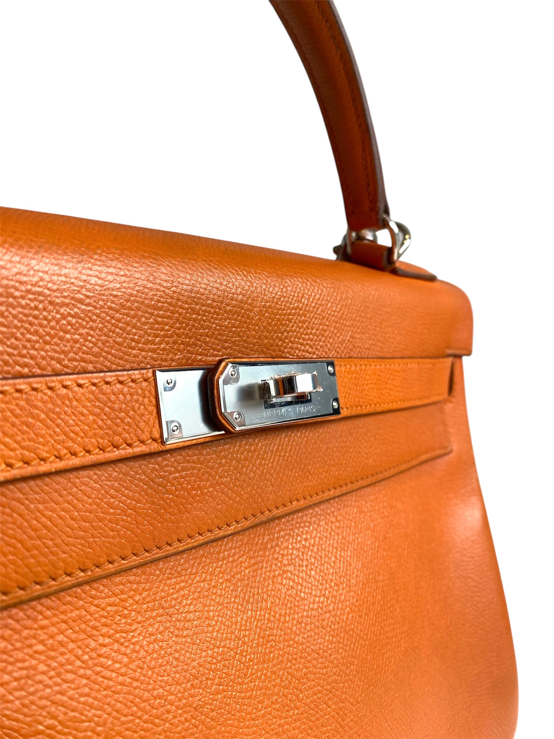 Hermes Orange Epsom Kelly 32 Retourne PHW Bag