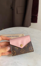 Louis Vuitton Pink Rose Ballerine and Brown LV Monogram Coated Canvas Zoe Compact Wallet