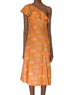 Rebecca Taylor Orange Silk Floral Printed Ruffle Dress - US 2