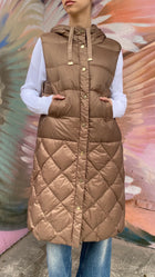 Max Mara The Cube Camel Long Down Quilted Vest - IT 40 / US 6