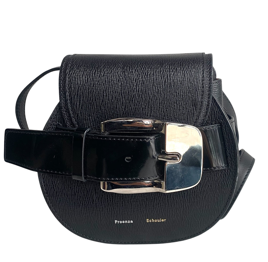 Proenza Black Leather Mini Buckle Bag