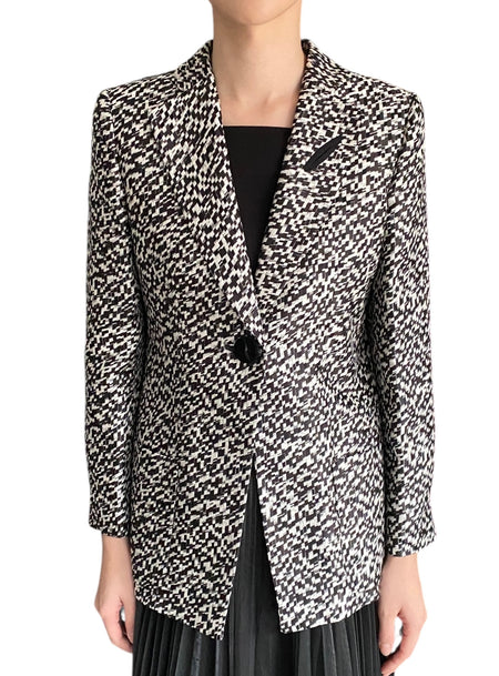 Giorgio Armani Black Silk Geo Print Blazer - 44 / US 10