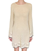 Agnona Beige Cotton Crochet Long Sleeve Mini Dress - M / US 6