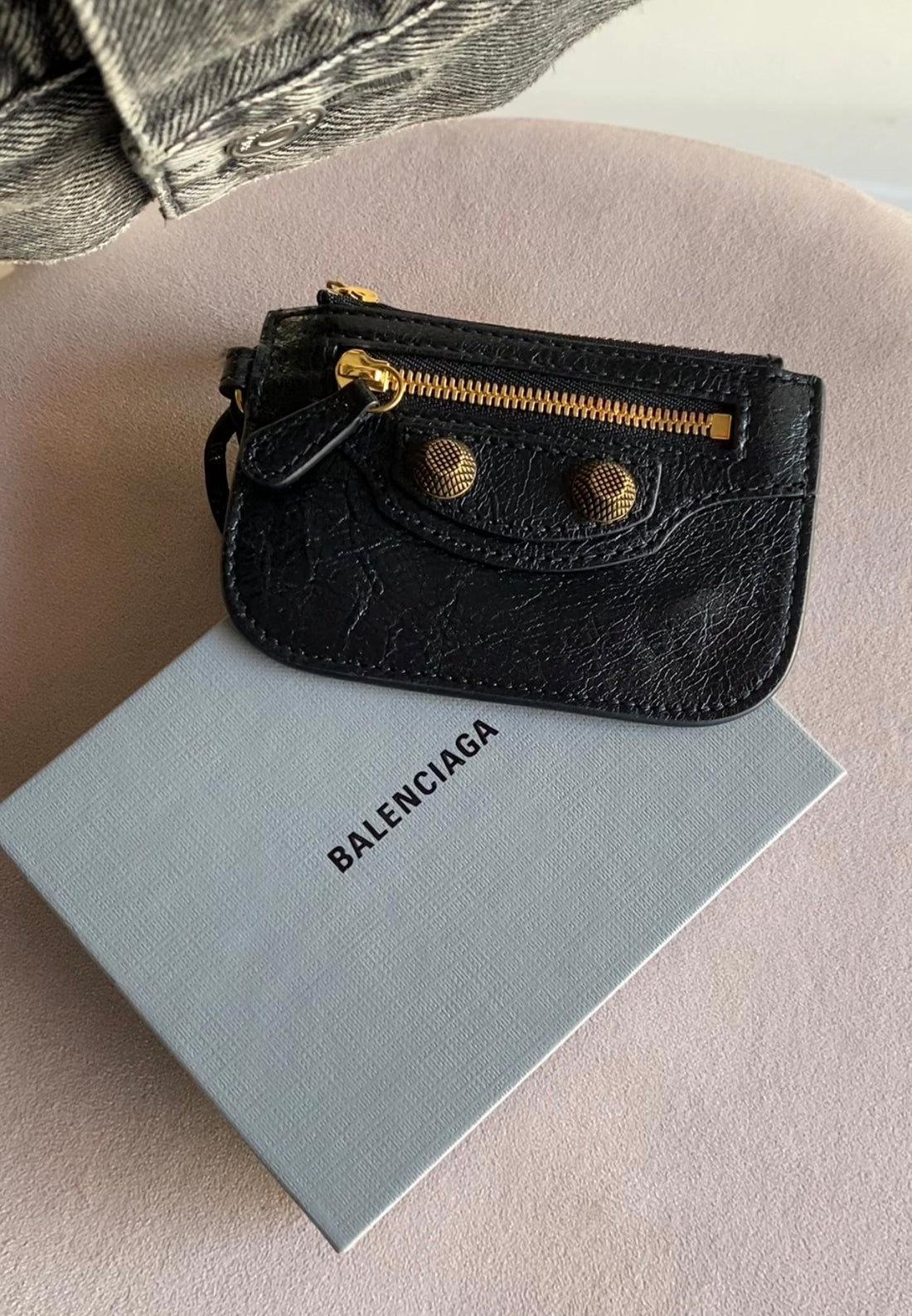 Balenciaga Le Cagole Black Lambskin Coin Purse GHW