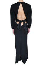 Saint Laurent Black Wool Long Sleeve Backless Gown - F 40 / US 6