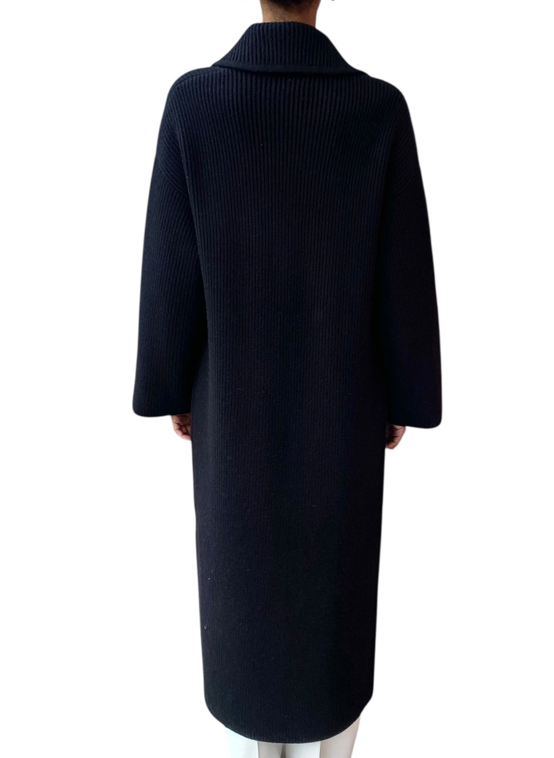 Toteme Black Wool Rib-Knit Cardigan Coat - XXS / US 2-8