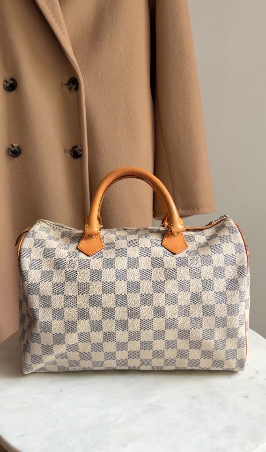 Louis Vuitton Grey White Damier Azur Coated Canvas Speedy 30 Boston Bag