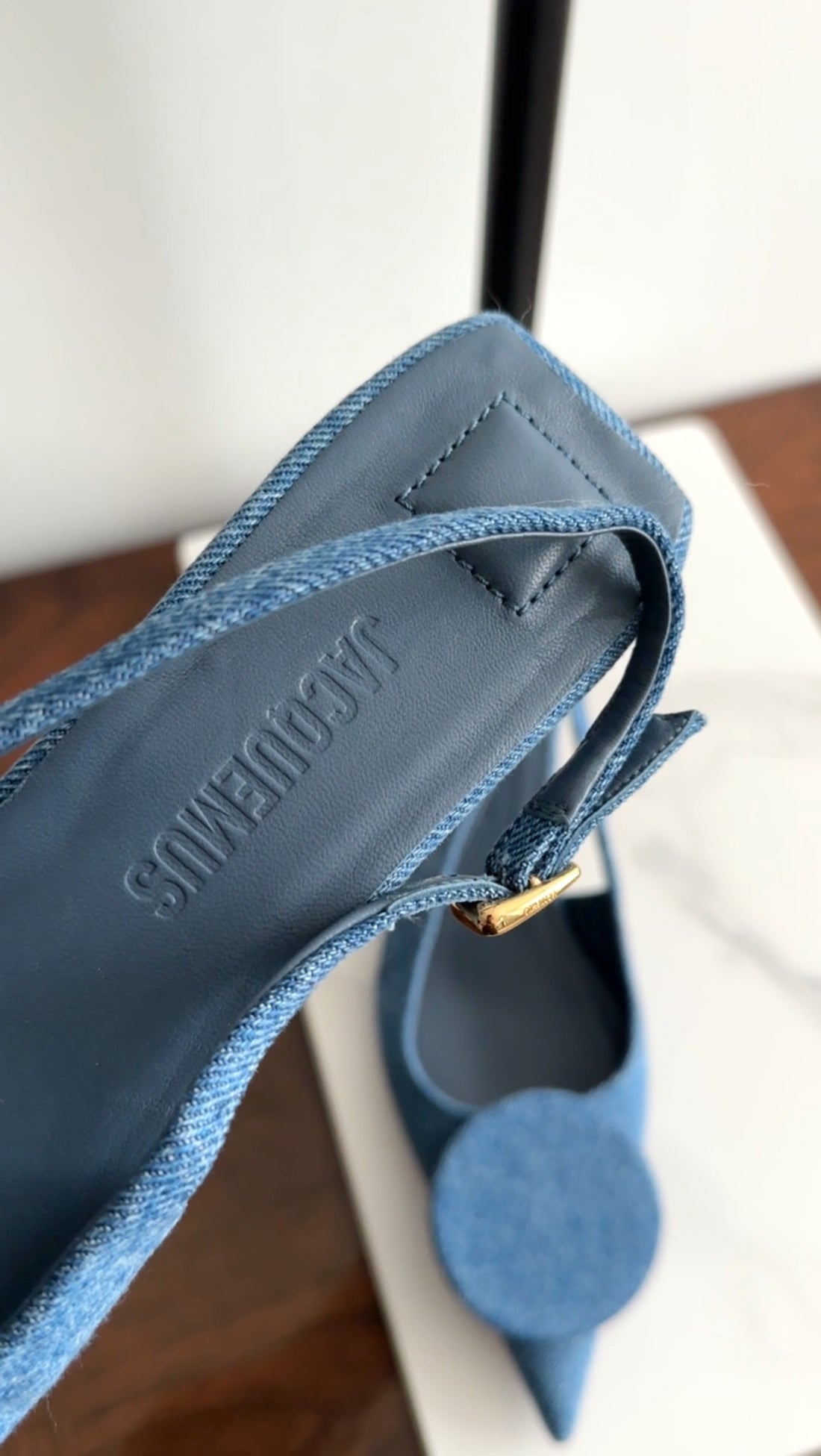 Jacquemus Blue Denim Duelo Block Heel Slingbacks - 40