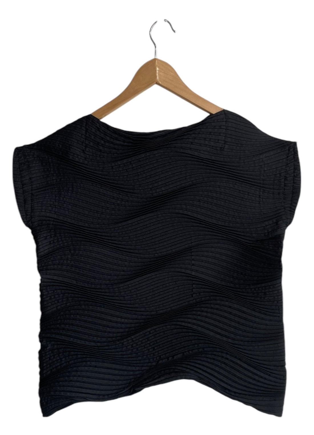Issey Miyake Black Wave Pleated Top and Skirt Set