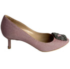 Manolo Blahnik Pink Hangisi Glitter Heel - 38