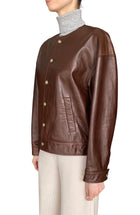 Nili Lotan Brown “Deja” Leather Bomber Jacket - S