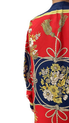 Gucci Red Silk Floral Tassel Print Tunic Shirt - 40 / US 4