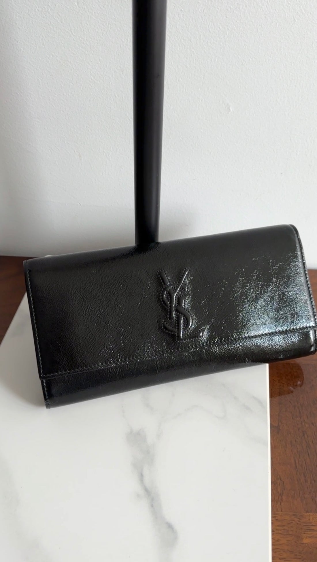 Yves Saint Laurent Black Patent Leather Belle de Jour Clutch