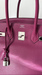 Hermes Birkin 35 Clemence Tosca Magenta Leather PHW Bag