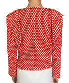 Chanel Spring 2008 Red & White Dotted Epaulet Tweed Jacket - 42 / US 4