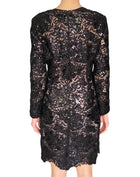 Giambattista Valli Black Sequin Guipure Long Sleeve Cocktail Dress - IT 44 / M / US 6-8