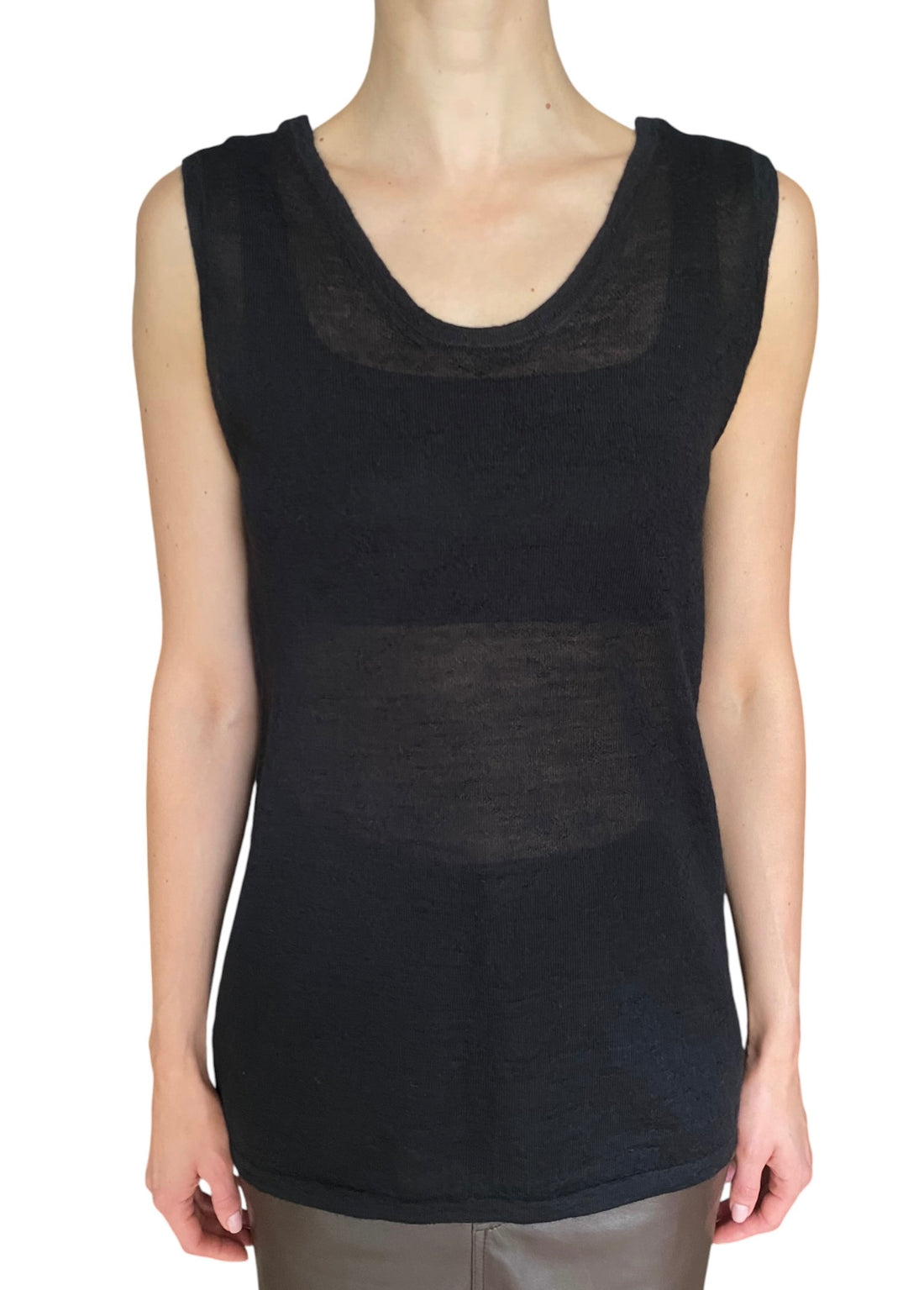 Lauren Manoogian Black Sheer Alpaca Fine Knit Long Tank Top - 2 / M / US 6-8