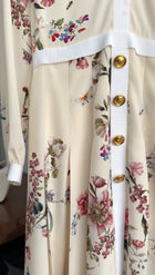 Giambattista Valli Ivory Floral Silk Gown With Gold Buttons - IT42 / 6 / S