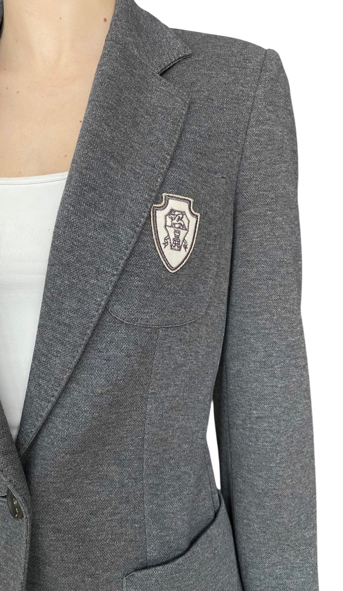 Brunello Cucinelli Grey Badge Detail Piqué Blazer - IT 40 / US 4