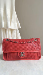 Chanel Red Perforated Leather Large Up In The Air Flap Bag