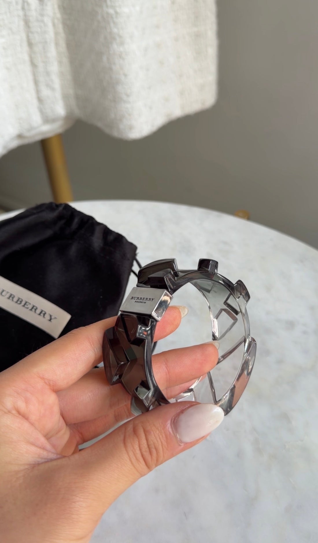 Burberry Clear Smoke Ombre Acrylic Resin Bangle Bracelet - XS
